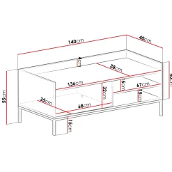 Garnero Arredamenti Mobile Tv Basso|Mobili Tv Moderni-Mobile TV 140x55h cm design moderno nero Pollon Nero Opaco