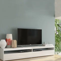 Garnero Arredamenti Mobile Tv Basso|Mobili Tv Moderni-Mobile TV 200x36h cm moderno bianco lucido Denver Big