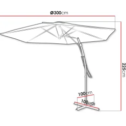 Garnero Arredamenti Ombrelloni Da Giardino-Ombrellone da giardino con braccio laterale 300x300cm grigio nero Livia