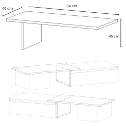 Garnero Arredamenti Mensole E Pensili-Panca da terra 184x45h cm chiaro Sunset Rovere