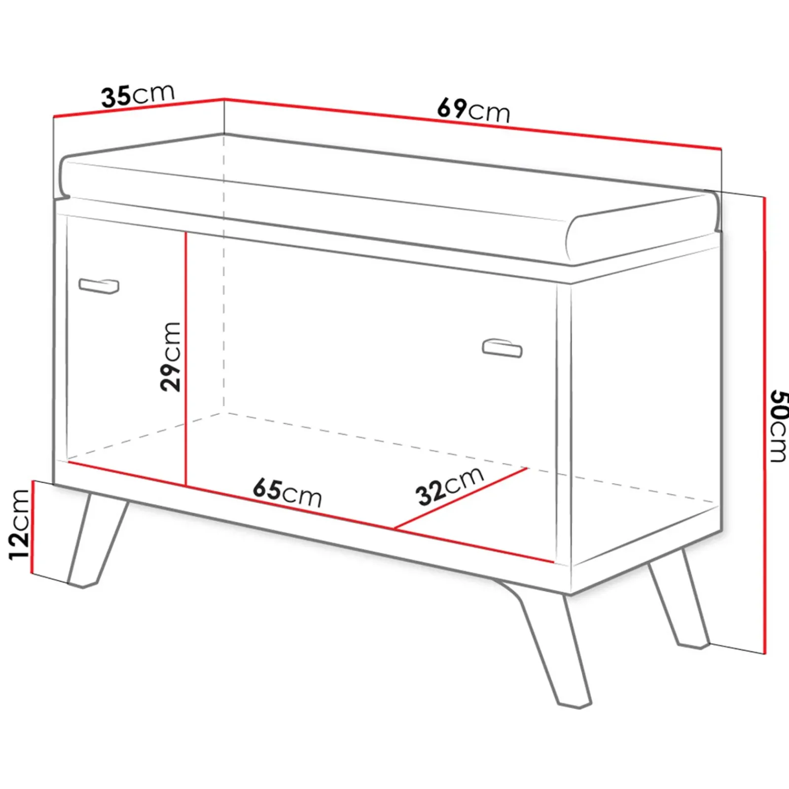 Garnero Arredamenti Panca Ingresso-Panca ingresso 69x50h cm con scarpiera bianco rovere Clea