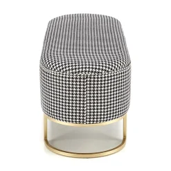 Garnero Arredamenti Panca Ingresso-Panca moderna 105x42cm in tessuto nero bianco oro Denes