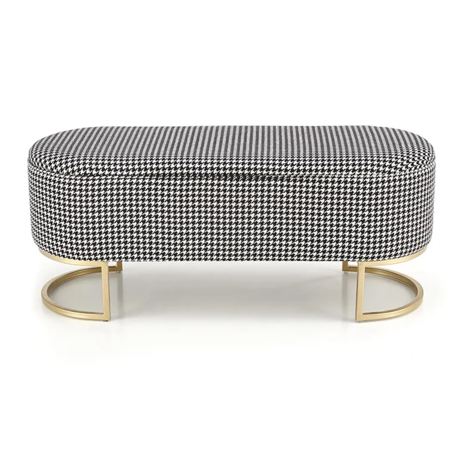 Garnero Arredamenti Panca Ingresso-Panca moderna 105x42cm in tessuto nero bianco oro Denes