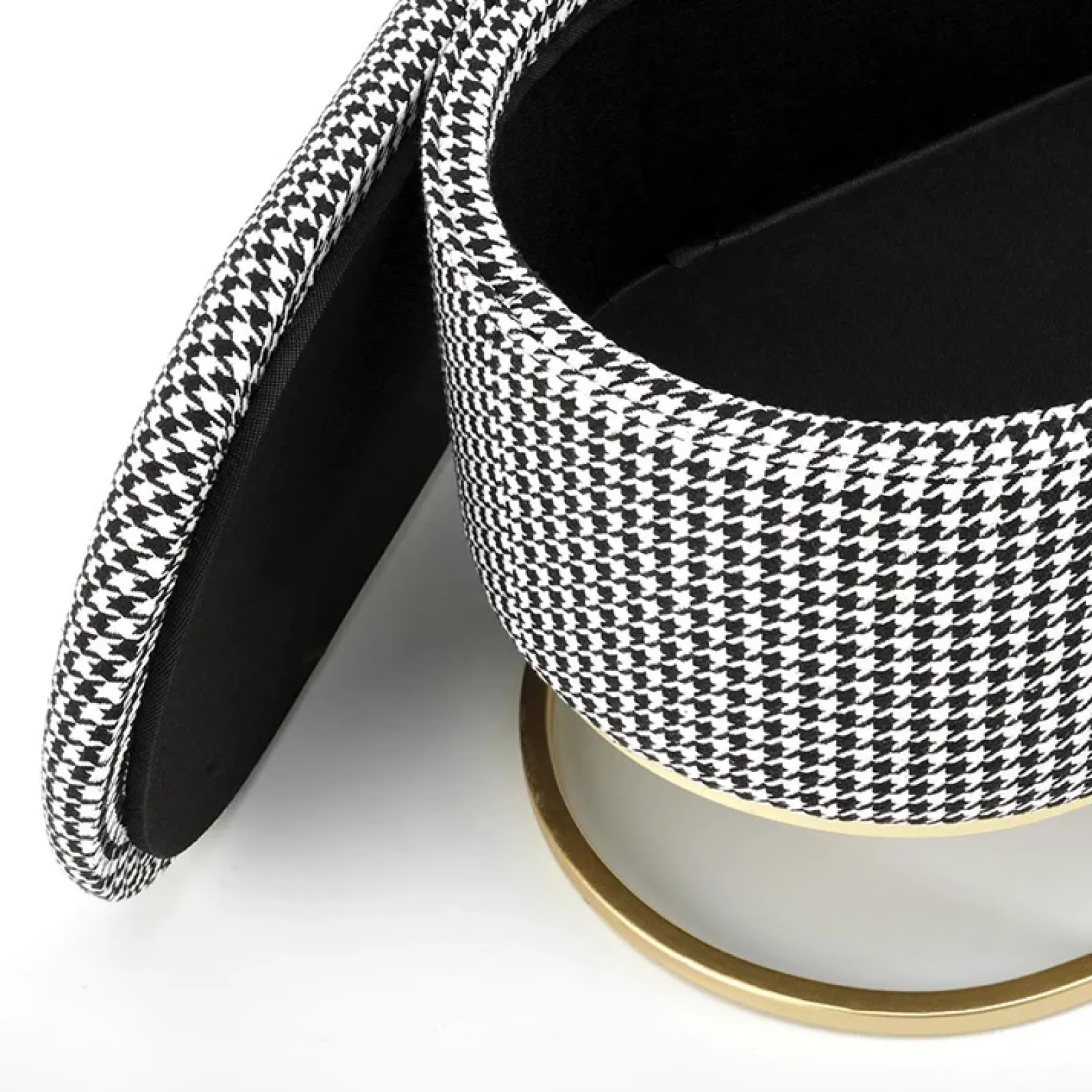 Garnero Arredamenti Panca Ingresso-Panca moderna 105x42cm in tessuto nero bianco oro Denes