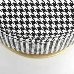 Garnero Arredamenti Panca Ingresso-Panca moderna 105x42cm in tessuto nero bianco oro Denes