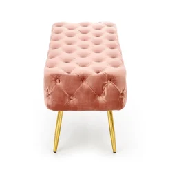 Garnero Arredamenti Panca Ingresso-Panca moderna 100x45cm in tessuto rosa oro Napoleon