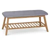 Garnero Arredamenti Panca Ingresso-Panca portascarpe in tessuto grigio legno bambù Keduk