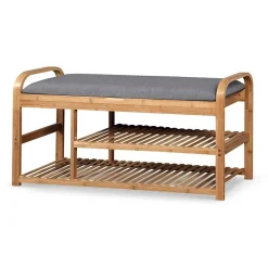 Garnero Arredamenti Panca Ingresso-Panca portascarpe in tessuto 100x50cm grigio bambù Elon