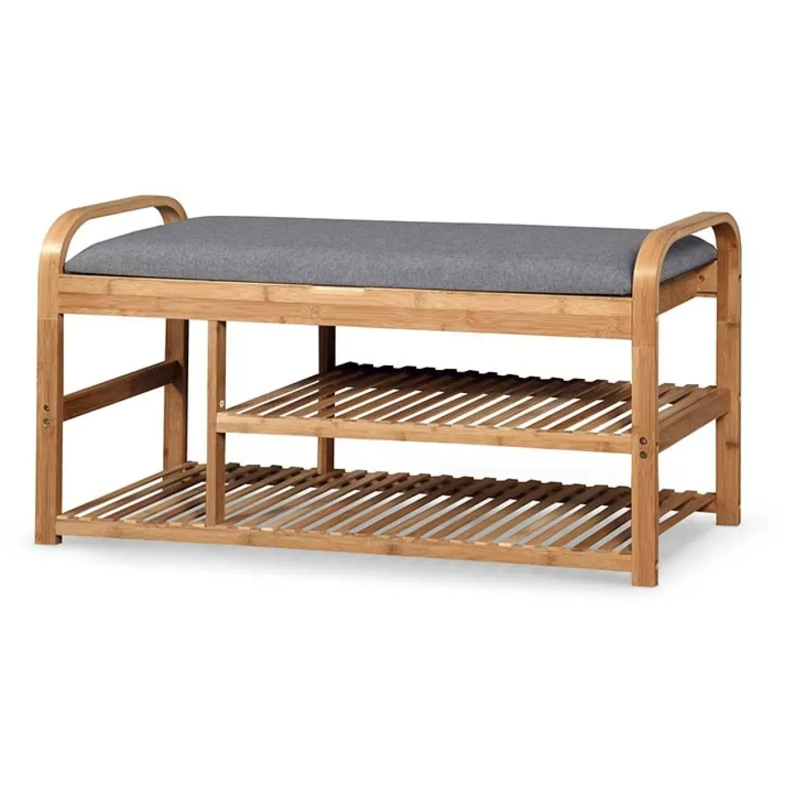 Garnero Arredamenti Panca Ingresso-Panca portascarpe in tessuto 100x50cm grigio bambù Elon