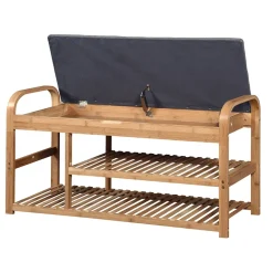 Garnero Arredamenti Panca Ingresso-Panca portascarpe in tessuto 100x50cm grigio bambù Elon