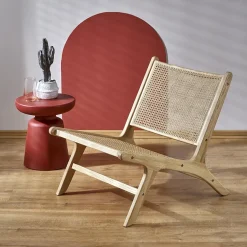 Garnero Arredamenti Poltrone Design-Panca relax moderna in rattan naturale Salvin Rovere