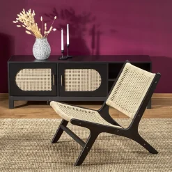 Garnero Arredamenti Poltrone Design|Poltrone Relax-Panca relax moderna in rattan naturale Salvin Nero