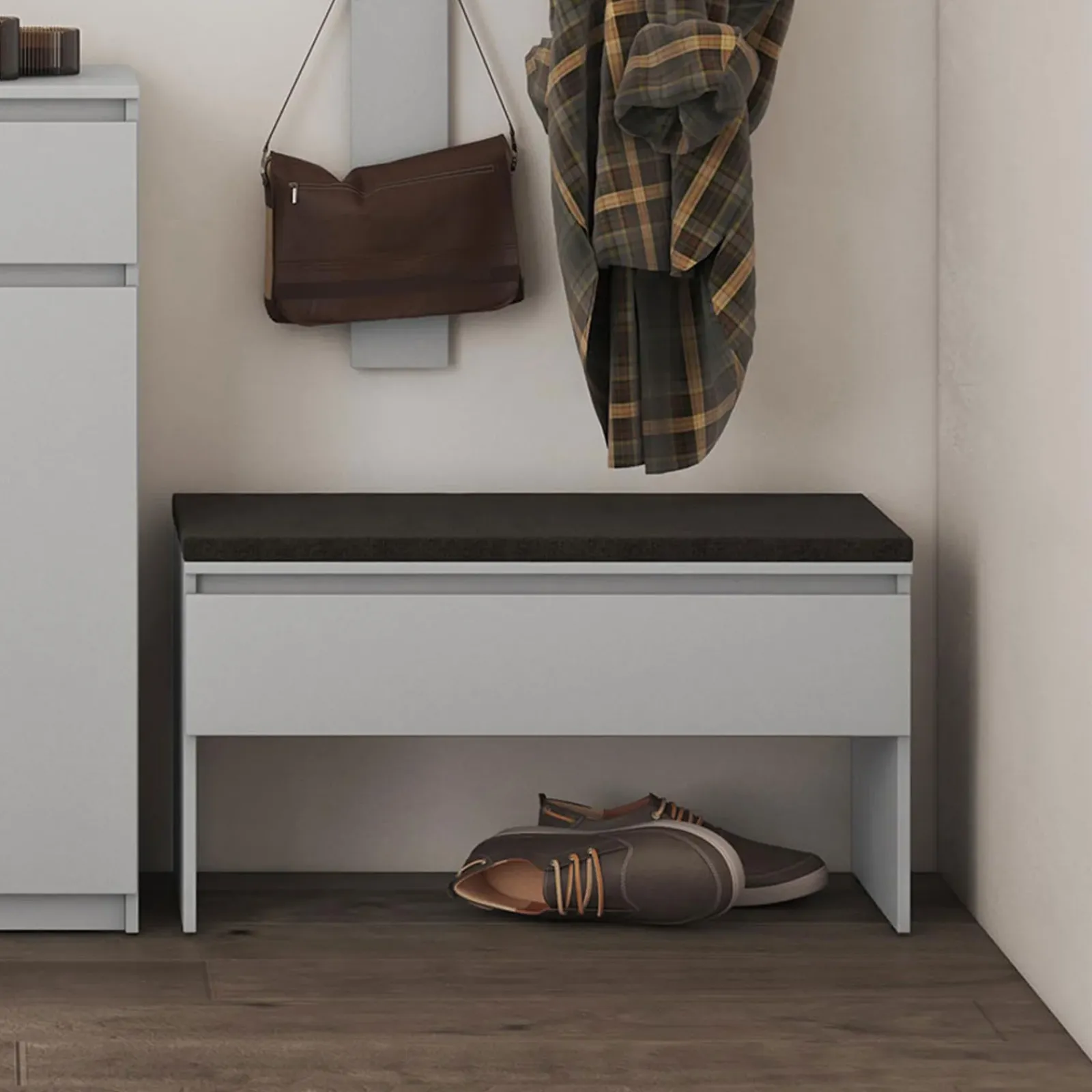 Garnero Arredamenti Panca Ingresso-Panca scarpiera 92x50cm con imbottitura Accent Grigio