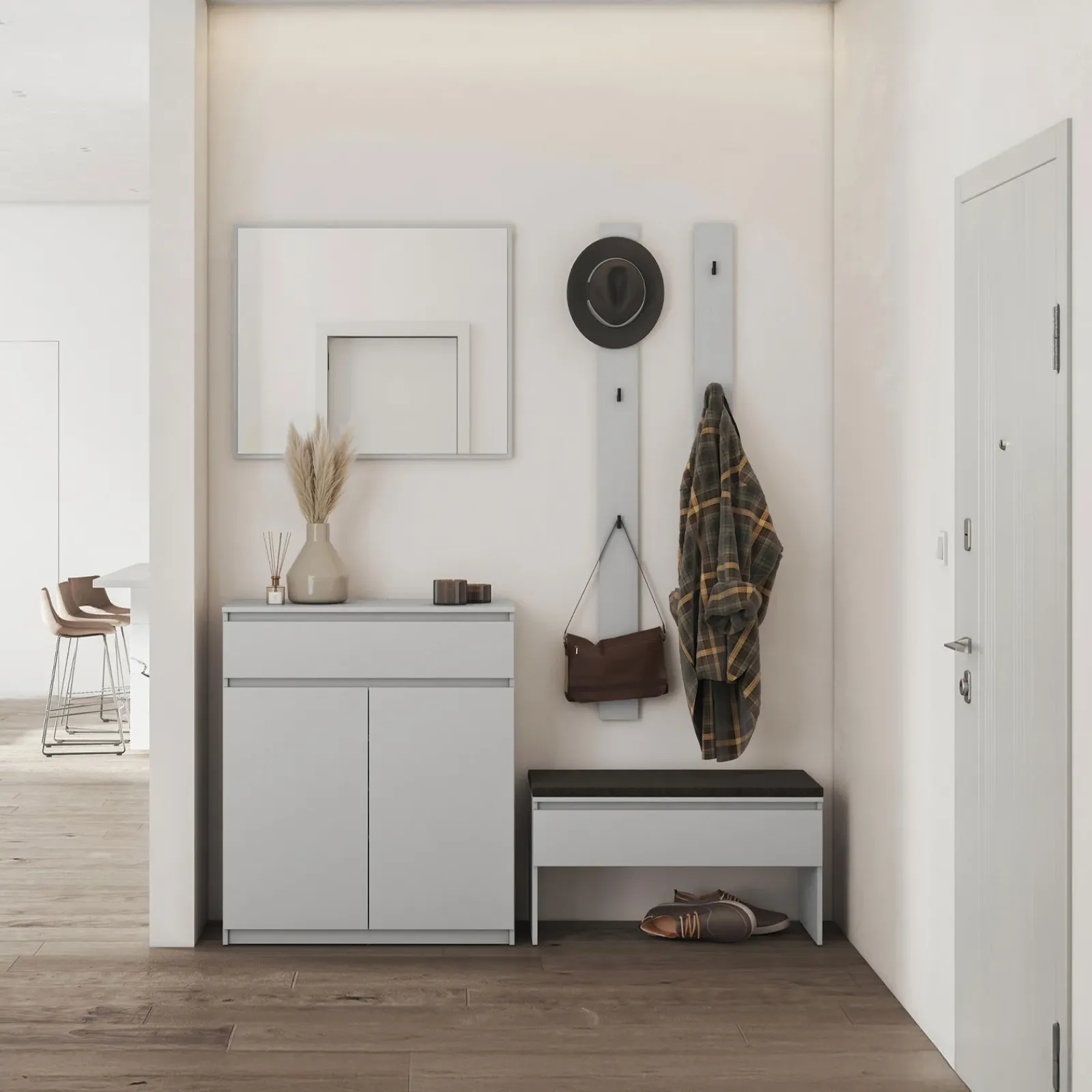 Garnero Arredamenti Panca Ingresso-Panca scarpiera 92x50cm con imbottitura Accent Grigio