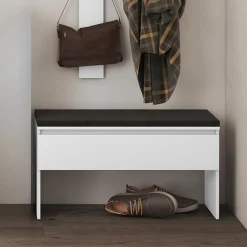 Garnero Arredamenti Panca Ingresso-Panca scarpiera 92x50cm con imbottitura bianco Accent Bianco Opaco