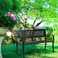 Garnero Arredamenti Panchine Da Giardino-Panchina con schienale da giardino metallo nero Sitdown