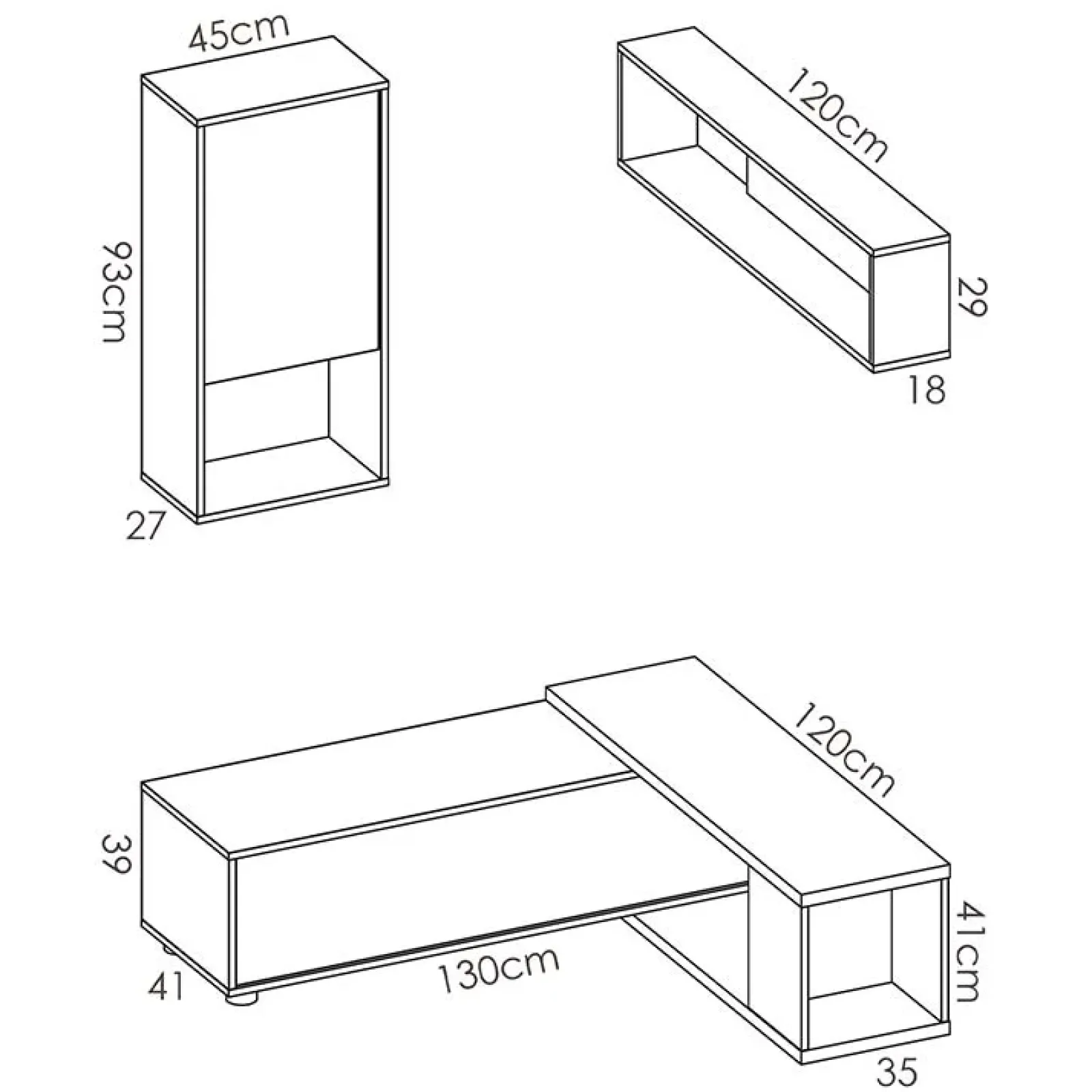 Garnero Arredamenti Parete Attrezzata A Terra|Pareti Attrezzate-Parete attrezzata componibile 260x190h cm rovere bianco lucido Flip