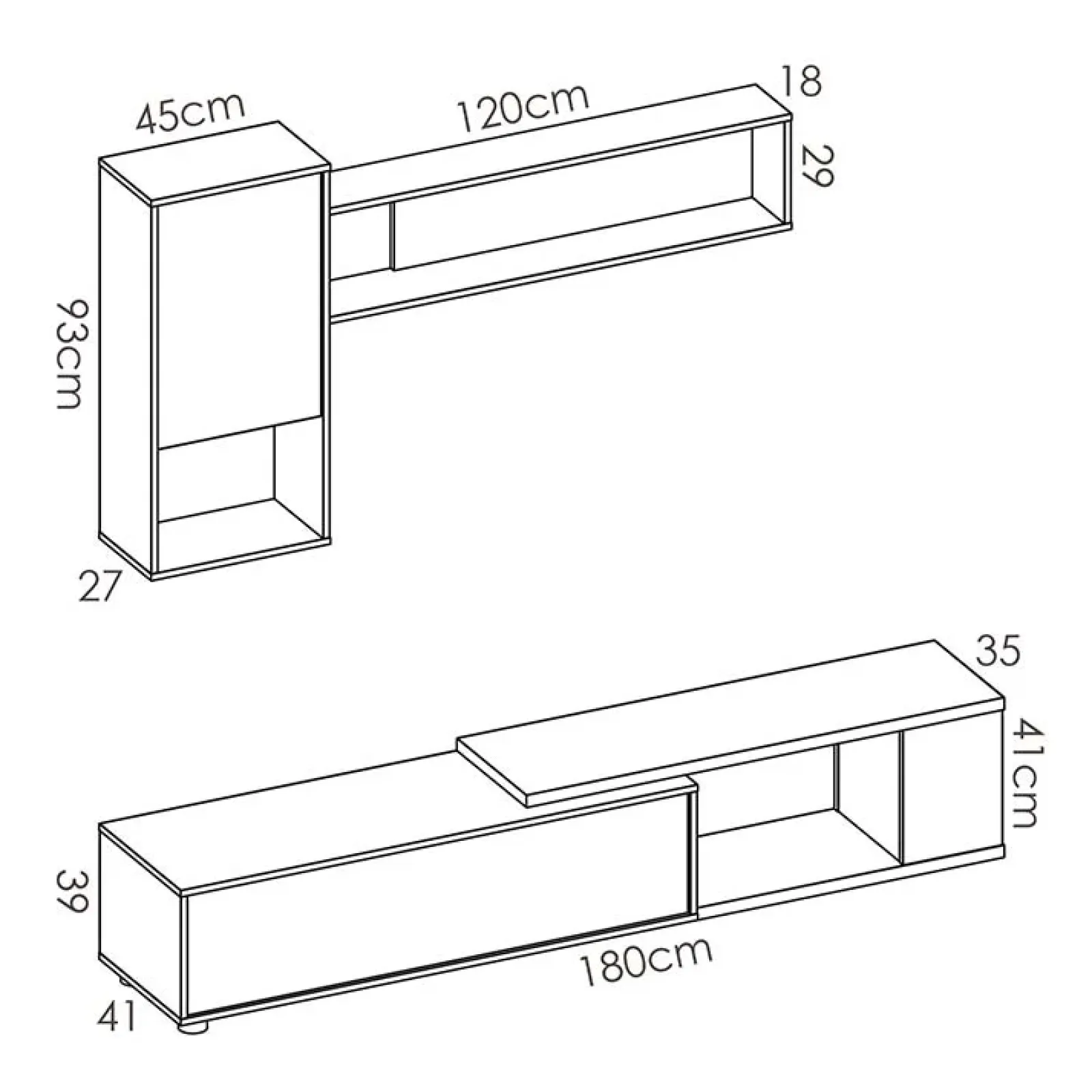 Garnero Arredamenti Parete Attrezzata A Terra|Pareti Attrezzate-Parete attrezzata componibile 260x190h cm rovere bianco lucido Flip