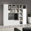 Garnero Arredamenti Librerie Ufficio|Librerie-Parete attrezzata libreria 261x218h cm componibile moderna bianco frassinato Kubic 11