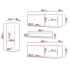 Garnero Arredamenti Parete Attrezzata Sospesa|Pareti Attrezzate-Parete attrezzata sospesa 134x175h cm moderna bianco Kiruna Bianco Opaco
