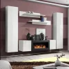 Garnero Arredamenti Camino Bioetanolo|Parete Attrezzata Con Camino-Parete attrezzata sospesa 260x170h cm con biocamino bianco M Gihome®