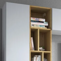 Garnero Arredamenti Parete Attrezzata Sospesa|Pareti Attrezzate-Parete attrezzata sospesa 224x160h cm moderna bianco rovere Artemisia Bianco Opaco