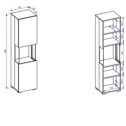 Garnero Arredamenti Parete Attrezzata Sospesa|Pareti Attrezzate-Parete attrezzata sospesa 226x140h cm nero rovere  Fusion 2 Nero Opaco
