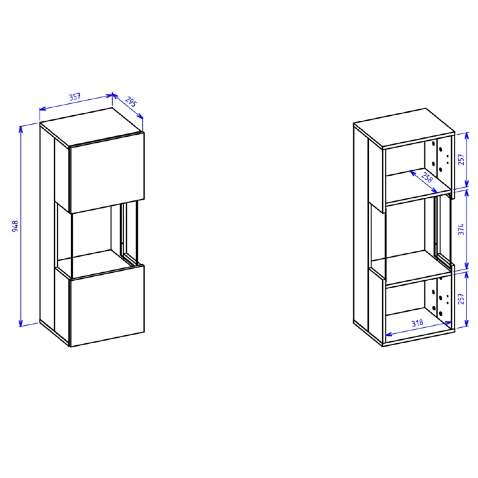 Garnero Arredamenti Parete Attrezzata Sospesa|Pareti Attrezzate-Parete attrezzata sospesa 226x140h cm bianco rovere Fusion 2 Bianco Opaco