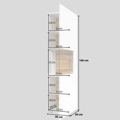 Garnero Arredamenti Parete Attrezzata Sospesa|Pareti Attrezzate-Parete attrezzata sospesa 226x140h cm bianco rovere Fusion 2 Bianco Opaco