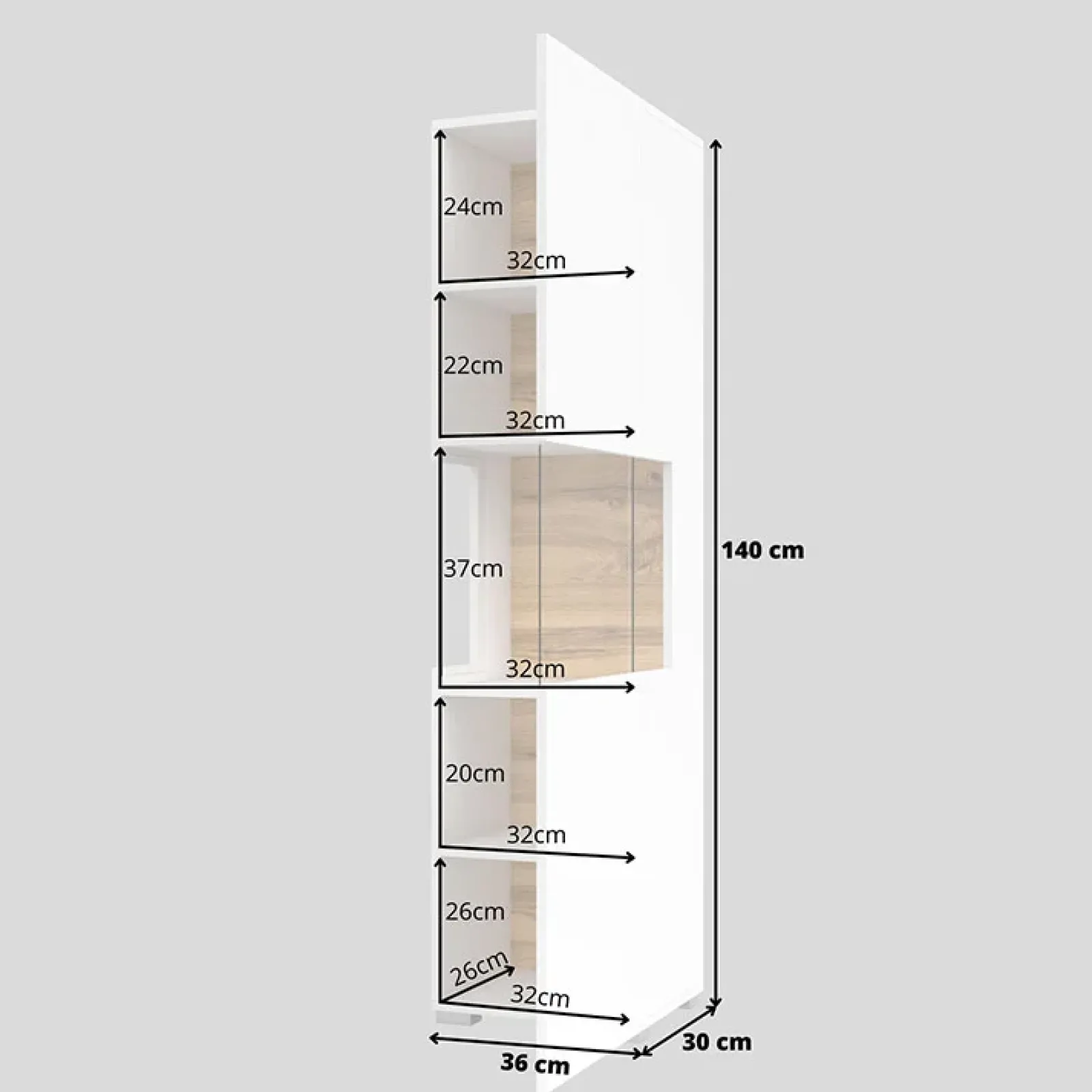 Garnero Arredamenti Parete Attrezzata Sospesa|Pareti Attrezzate-Parete attrezzata sospesa 226x140h cm bianco rovere Fusion 2 Bianco Opaco