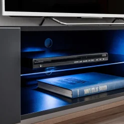 Garnero Arredamenti Camino Bioetanolo|Parete Attrezzata Con Camino-Parete attrezzata sospesa 250x170h cm con camino bioetanolo nero grigio Giotto