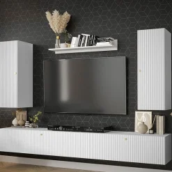 Garnero Arredamenti Parete Attrezzata Sospesa|Pareti Attrezzate-Parete attrezzata sospesa 250x165h cm bianco Kiruna 3 Bianco Opaco