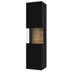 Garnero Arredamenti Parete Attrezzata Sospesa|Pareti Attrezzate-Parete attrezzata sospesa 226x140h cm nero rovere Fusion 1 Nero Opaco