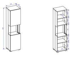 Garnero Arredamenti Parete Attrezzata Sospesa|Pareti Attrezzate-Parete attrezzata sospesa 226x140h cm nero rovere Fusion 1 Nero Opaco