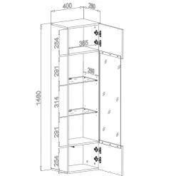 Garnero Arredamenti Parete Attrezzata Sospesa|Pareti Attrezzate-Parete attrezzata sospesa 220x148h cm nero rovere grigio perla Violina