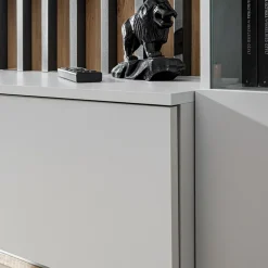 Garnero Arredamenti Parete Attrezzata Sospesa|Pareti Attrezzate-Parete attrezzata sospesa 220x148h cm nero rovere grigio perla Violina