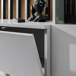 Garnero Arredamenti Parete Attrezzata Sospesa|Pareti Attrezzate-Parete attrezzata sospesa 220x148h cm nero rovere grigio perla Violina