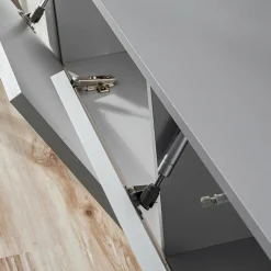 Garnero Arredamenti Parete Attrezzata Sospesa|Pareti Attrezzate-Parete attrezzata sospesa 220x148h cm nero rovere grigio perla Violina