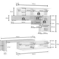 Garnero Arredamenti Parete Attrezzata A Terra|Pareti Attrezzate-Parete attrezzata 270x200h cm antracite rovere Block 2 Antracite - Rovere