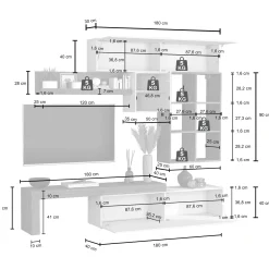 Garnero Arredamenti Parete Attrezzata A Terra|Pareti Attrezzate-Parete attrezzata 270x200h cm antracite tortora rovere Block 4 Tortora - Antracite