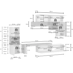 Garnero Arredamenti Parete Attrezzata A Terra|Pareti Attrezzate-Parete attrezzata 350x200h cm antracite tortora rovere Block 1 Tortora - Antracite