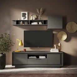 Garnero Arredamenti Parete Attrezzata A Terra|Pareti Attrezzate-Parete attrezzata 180x200h cm Deluxe Antracite