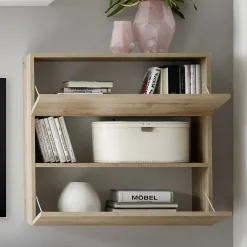 Garnero Arredamenti Parete Attrezzata A Terra|Pareti Attrezzate-Parete attrezzata 285x187h cm bianco lucido e opaco rovere Steppi 2 Bianco Lucido - Rovere