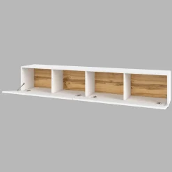Garnero Arredamenti Parete Attrezzata A Terra|Pareti Attrezzate-Parete attrezzata 226x140h cm bianco rovere Fusion 2 Bianco Opaco