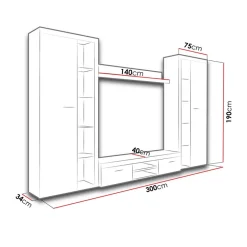 Garnero Arredamenti Parete Attrezzata A Terra|Pareti Attrezzate-Parete attrezzata 300x190h cm bianco Birmingham