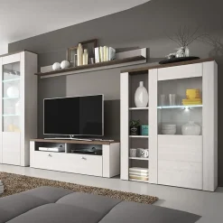 Garnero Arredamenti Parete Attrezzata A Terra|Pareti Attrezzate-Parete attrezzata 325x206h cm bianco frassinato rovere Paloma 2 Bianco Frassinato - Noce