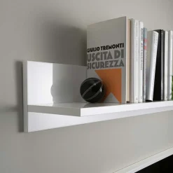 Garnero Arredamenti Parete Attrezzata A Terra|Pareti Attrezzate-Parete attrezzata 277x200h cm bianco lucido pero soggiorno Invictus Bianco Lucido - Rovere Rustico