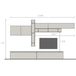 Garnero Arredamenti Parete Attrezzata A Terra|Pareti Attrezzate-Parete attrezzata 336x210h cm bianco lucido rovere chiaro Sunset 32 Rovere - Bianco Lucido