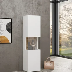 Garnero Arredamenti Parete Attrezzata A Terra|Pareti Attrezzate-Parete attrezzata 226x140h cm bianco rovere Fusion 1 Bianco Opaco