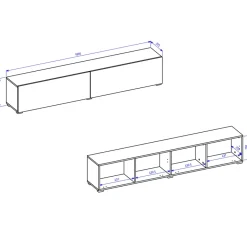 Garnero Arredamenti Parete Attrezzata A Terra|Pareti Attrezzate-Parete attrezzata 226x140h cm bianco rovere Fusion 1 Bianco Opaco